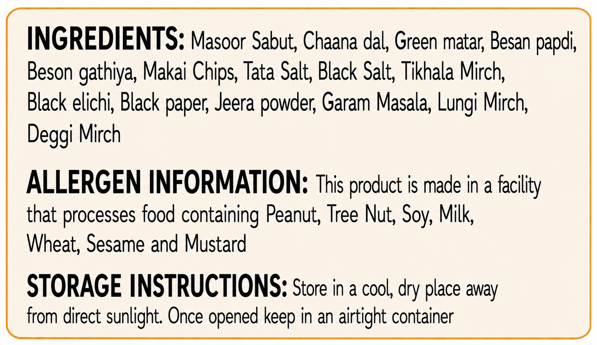 Chatka Jhatka Mixture nutritional info