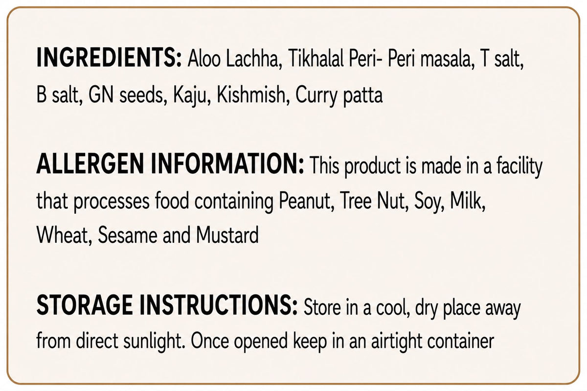 Aloo Lacha nutritional info