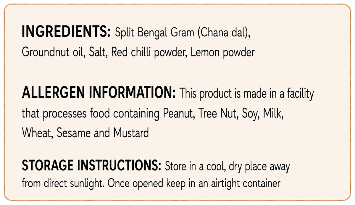 Channa Dal nutritional info