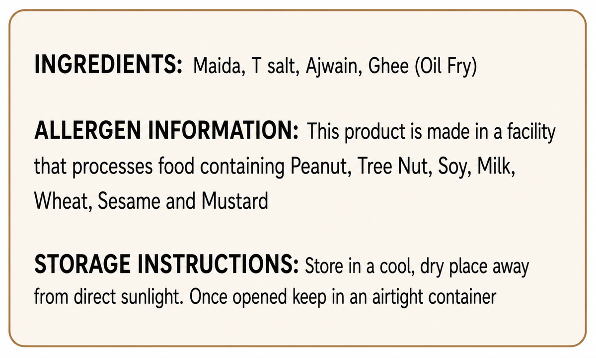Belan Nimki nutritional info