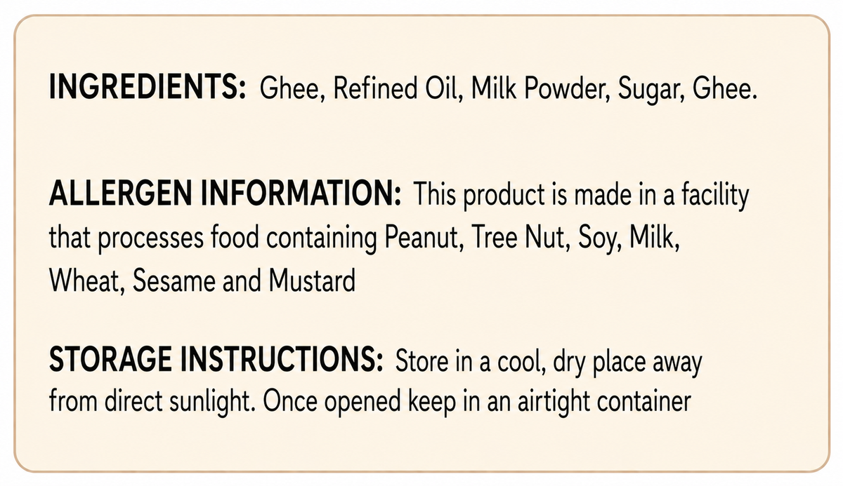 Milk Mysore Pak nutritional info