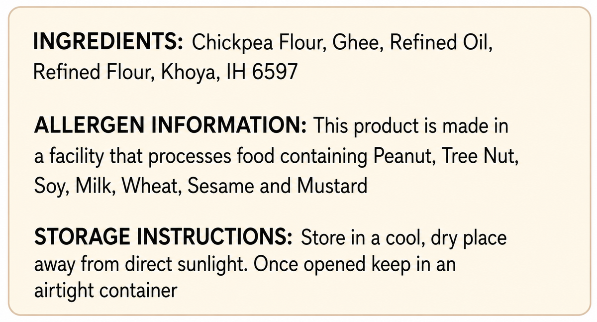 Ghee Mysore Pak nutritional info